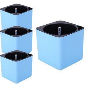 NWT VERTIGREEN Self Watering Planters for Indoor Plants - Set of 4 (Blue)